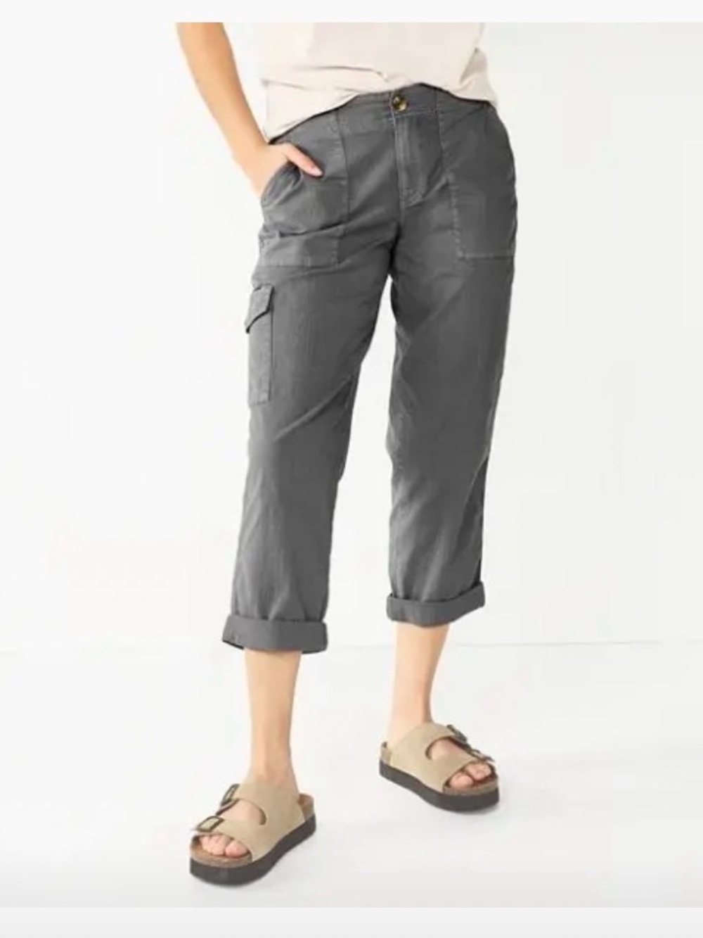 Sonoma Women's Slate Gray Cargo Capris